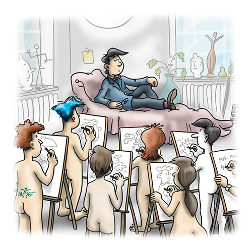 Cartoon Aktmalerei
