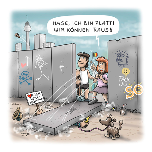 Cartoon Mauerfall